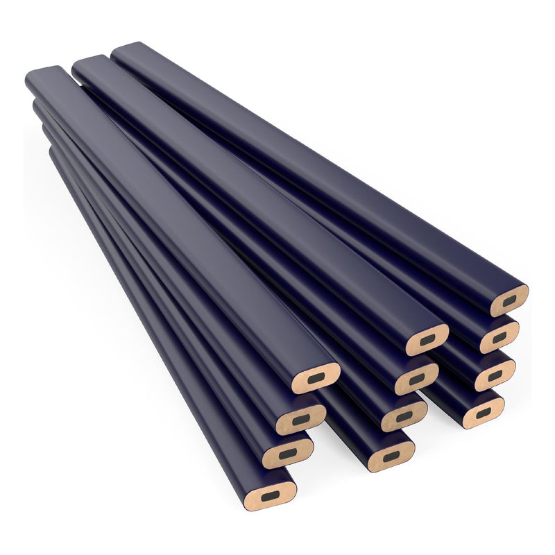 GRAPHITE Hard Lead Carpenter Pencil #2 Lumber Pencil (1) Pack of 12 PCS - Industrial Pencil Wood Flooring Marker for Wood Working Tools Marking & Concrete Marking - Blue - Image 1
